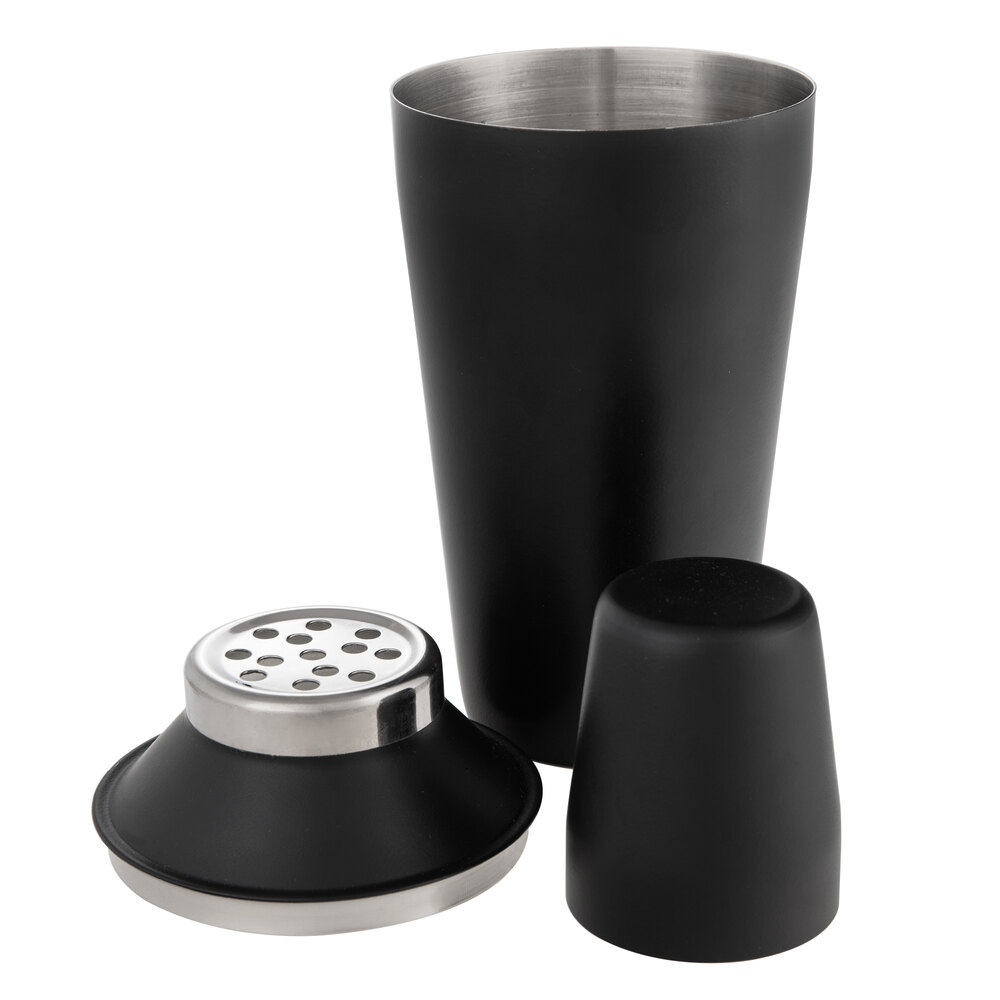 Choice 16 oz. Matte Black 3Piece Cobbler Cocktail Shaker