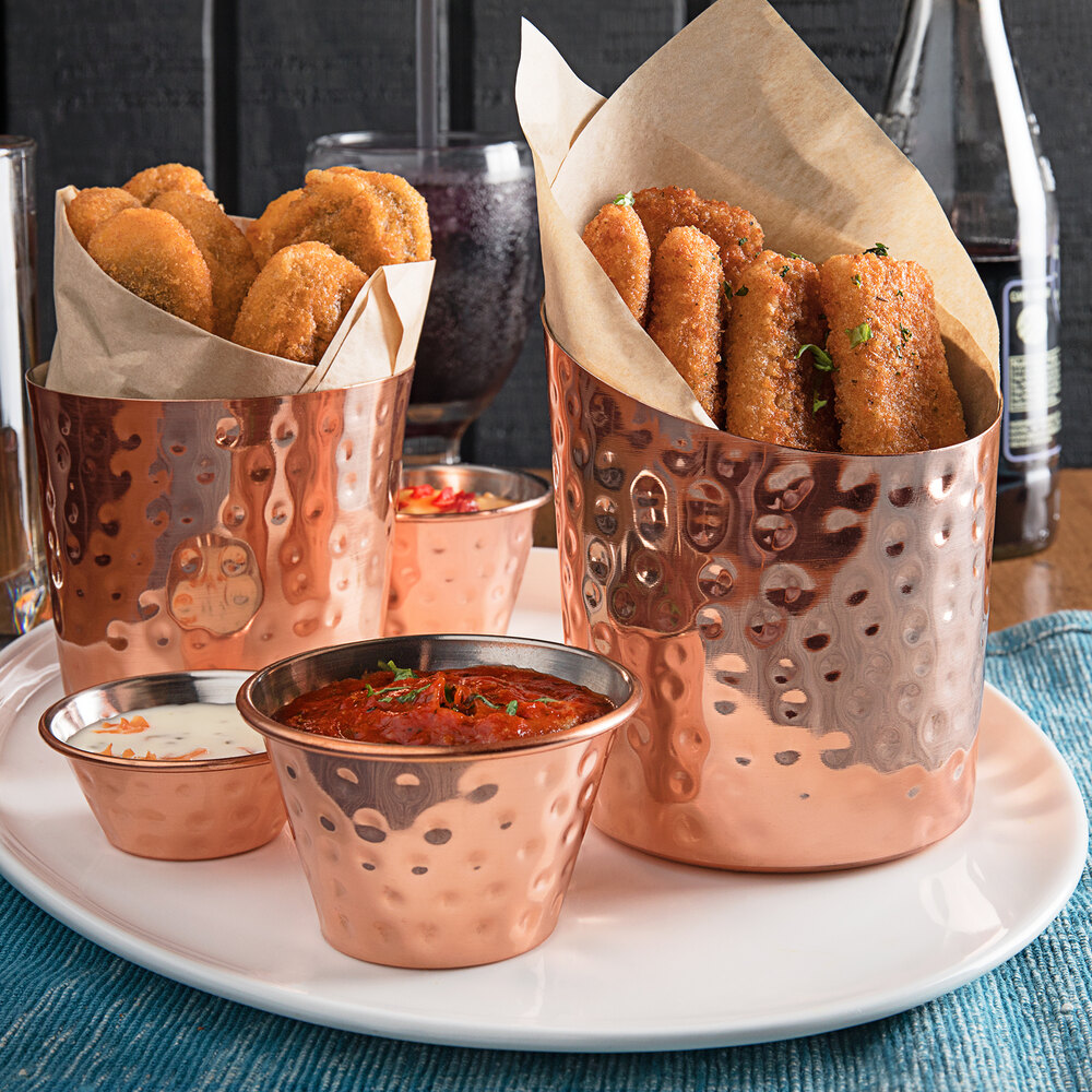Choice 12 Oz Hammered Copper Stainless Steel Appetizer French Fry 
