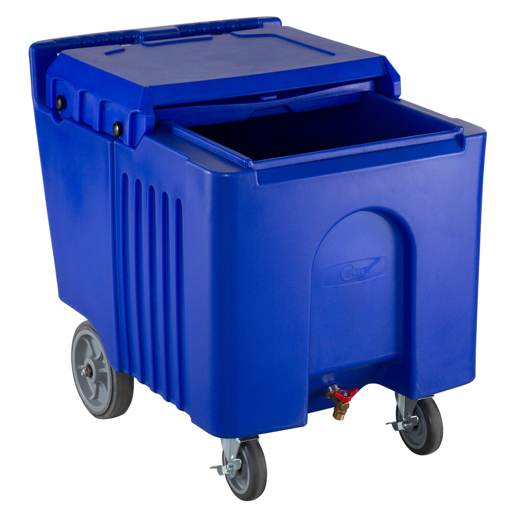 Choice 125 lb. Blue Mobile Ice Bin