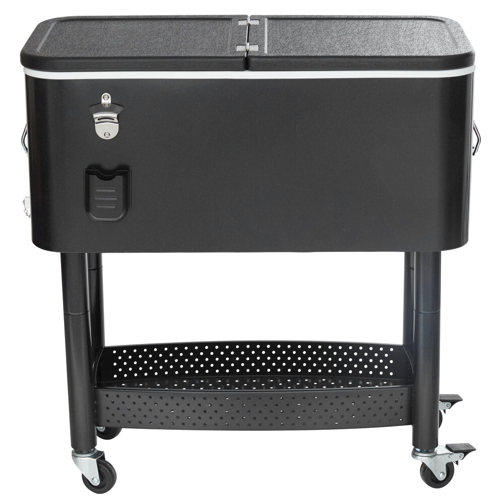 Choice 65 Qt. Black Beverage Cooler Cart 31 1/8" x 15 3/8" x 32 11/16"