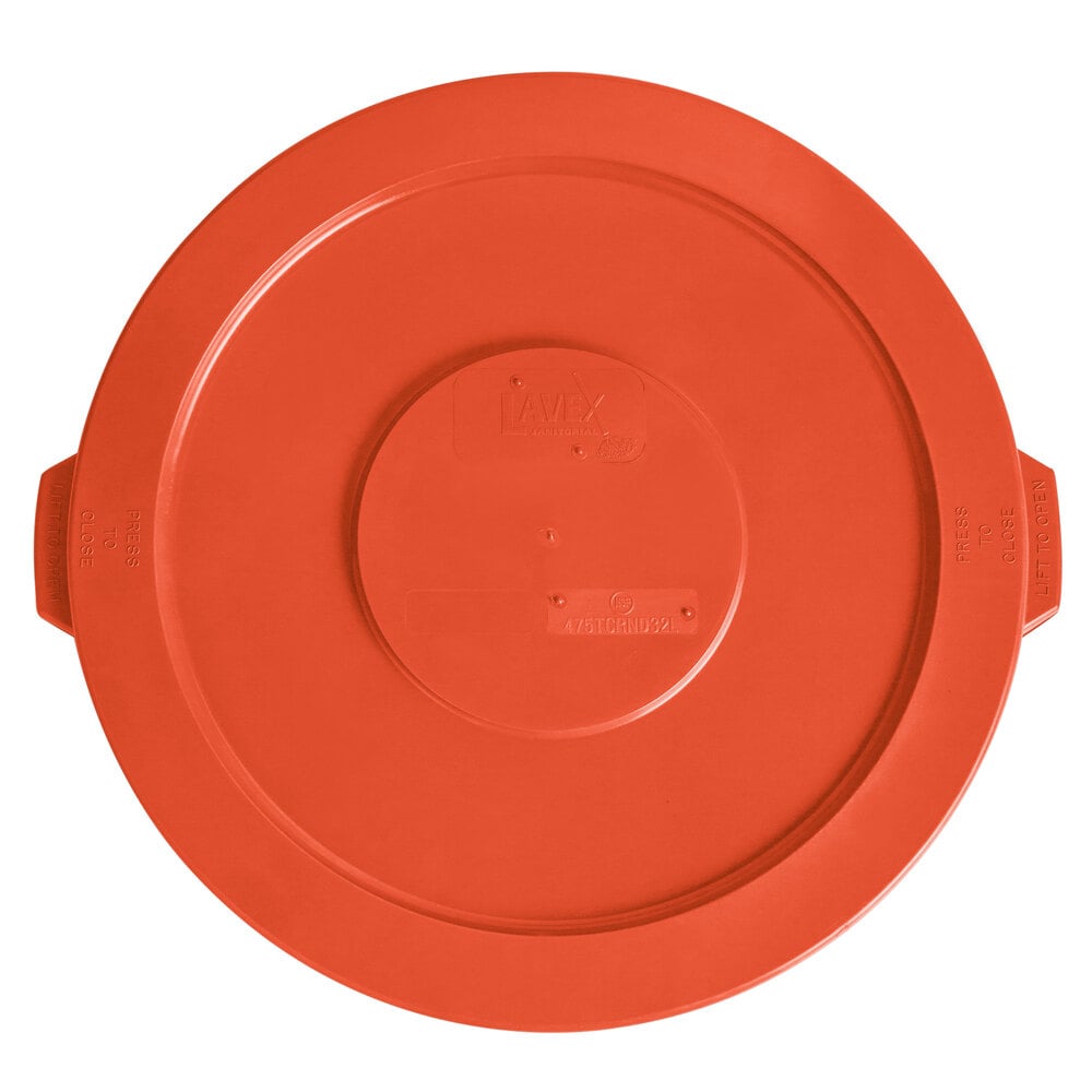 Lavex Janitorial 32 Gallon Orange Round Commercial Trash Can Lid