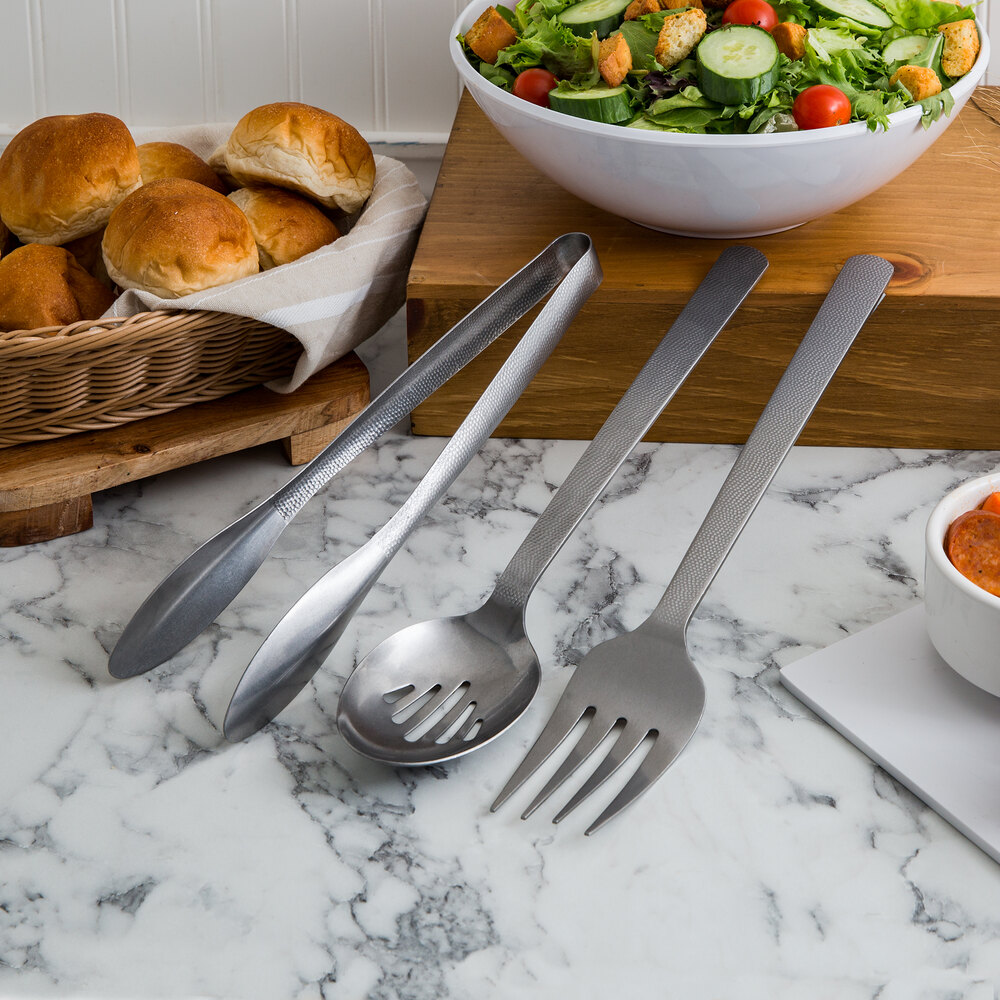 American Metalcraft 3Piece Hammered Stainless Steel Vintage Salad Utensils Set