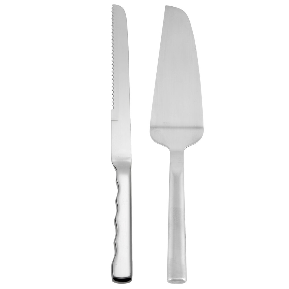 2 Piece Cake Serving Set with Pastry Server and Serrated Knife