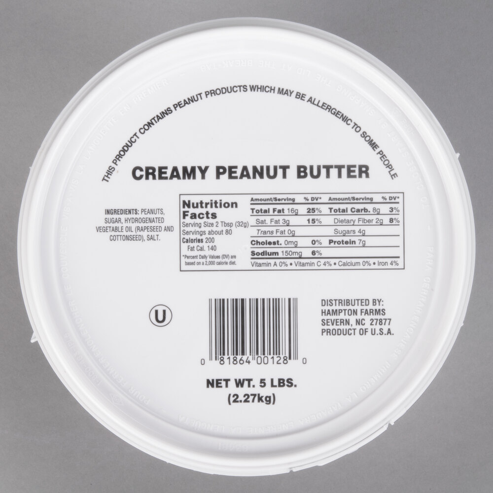 Bulk Smooth Peanut Butter 5 lb. Tub
