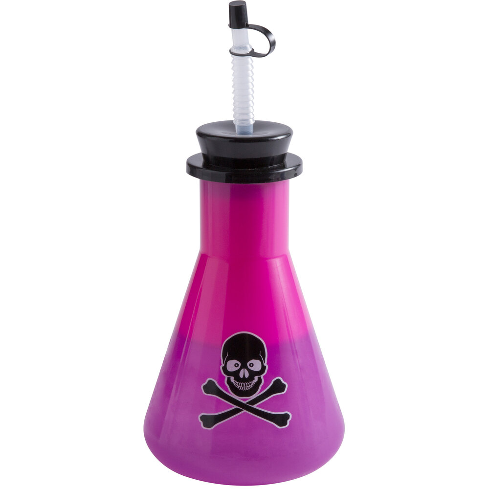 Plastic Color Changing Beaker Cups w/ Straw & Lid (32 oz. 80/Case)