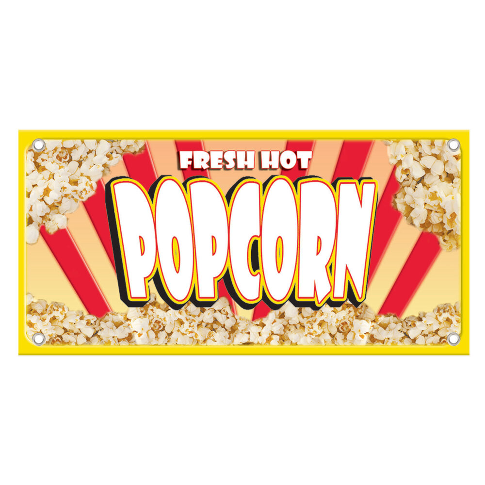 12" x 24" Rectangular Concession Stand Sign with Fresh Popcorn Design