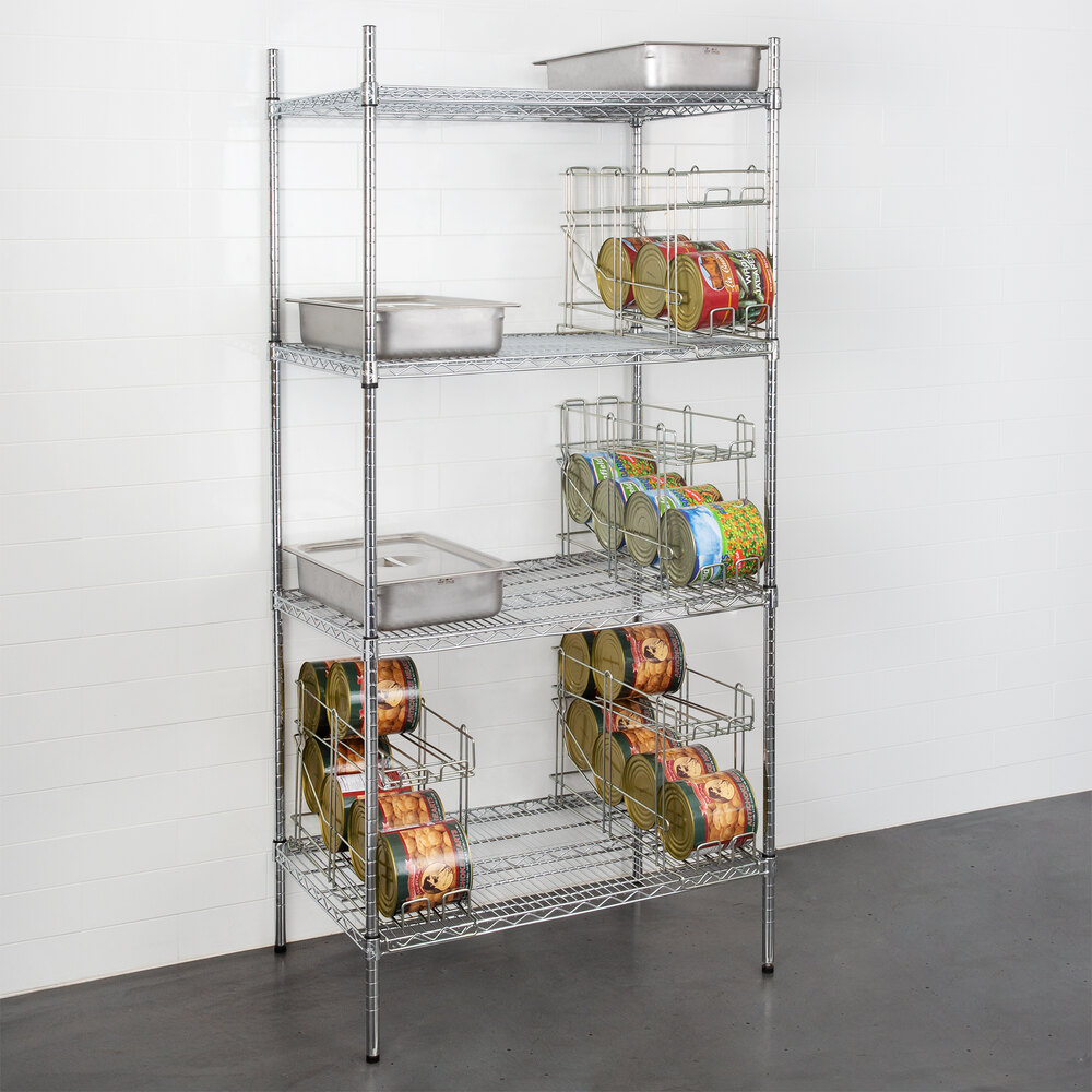 Regency 24" x 36" Chrome Wire Shelf Kit with 4 Can Racks and 74" Posts