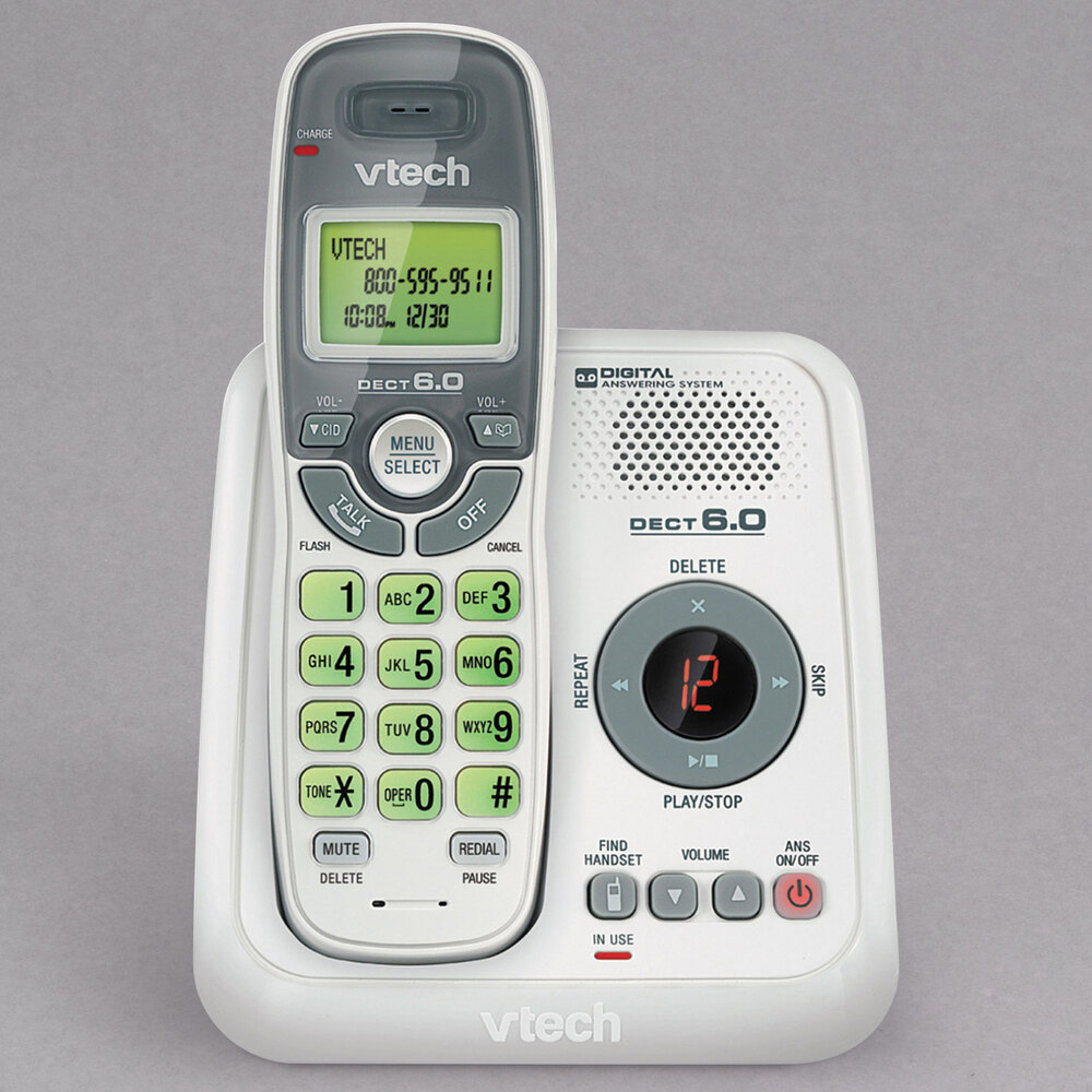 Vtech CS6124 White Cordless Phone With Answering System