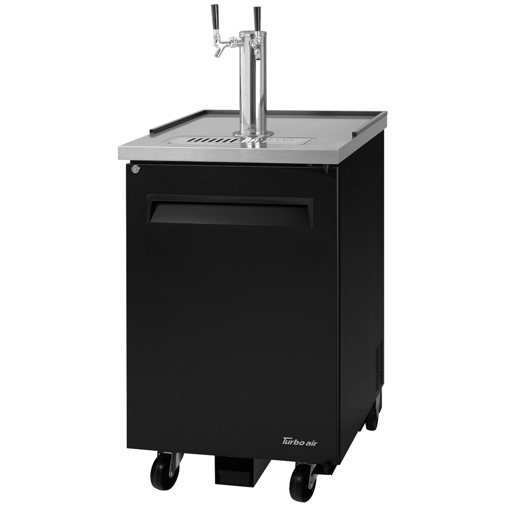 Turbo Air TBD1SB Double Tap Kegerator Beer Dispenser Black, (1) 1/2