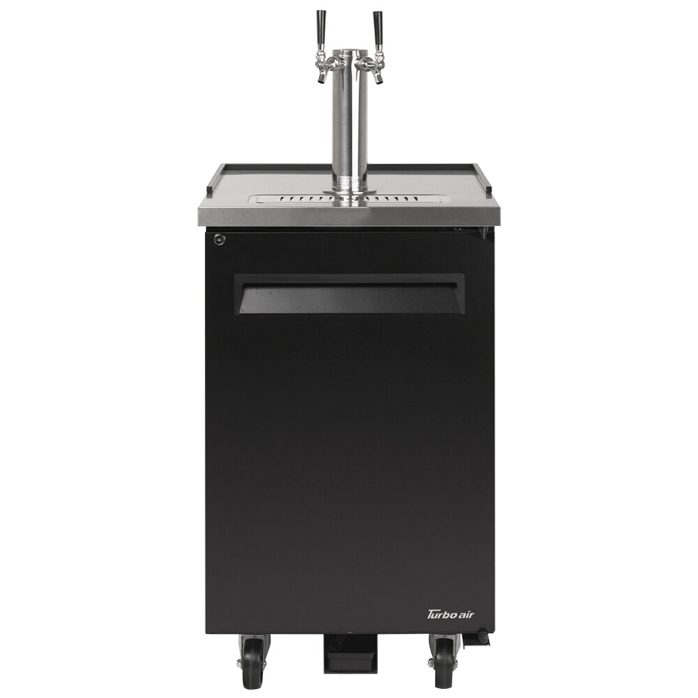 Turbo Air TBD1SB Double Tap Kegerator Beer Dispenser Black, (1) 1/2