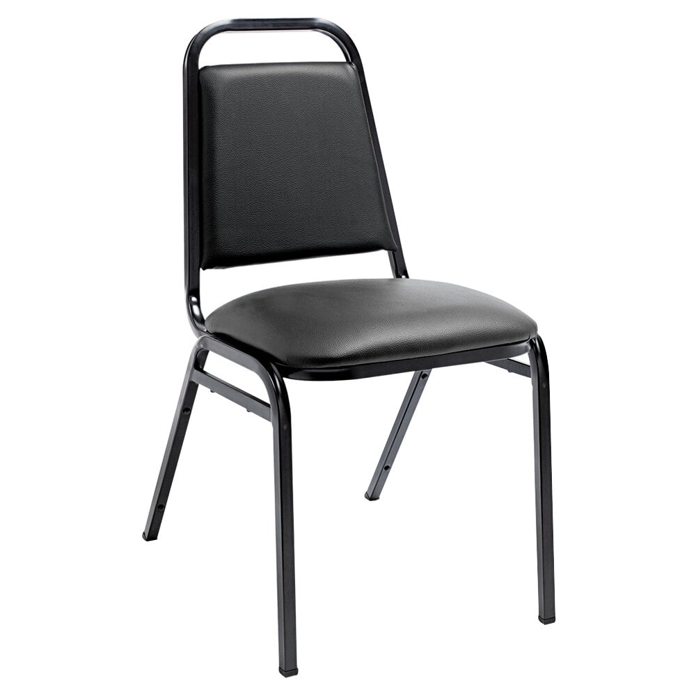 Alera ALESC68VY10B Stackable Black Vinyl Padded Steel Banquet Chair - 4 ...