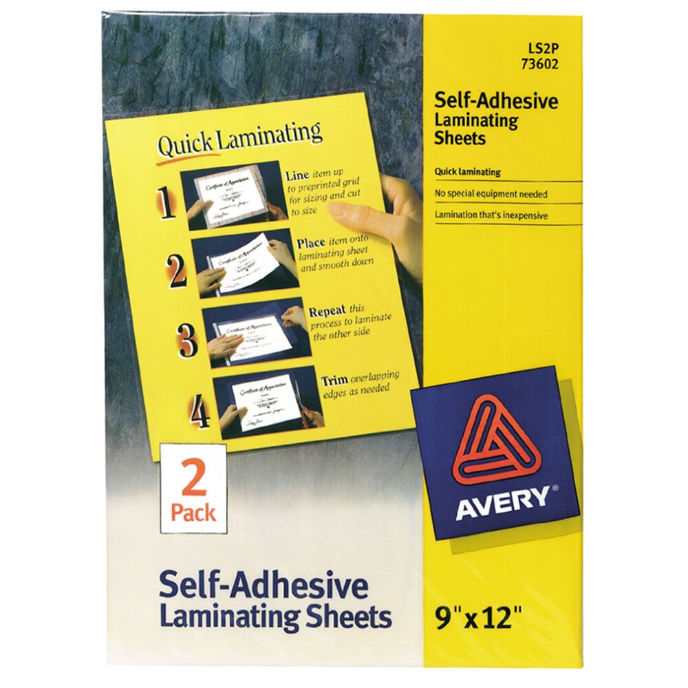 Avery 73602 12" x 9" SelfAdhesive Laminating Sheet 2/Pack