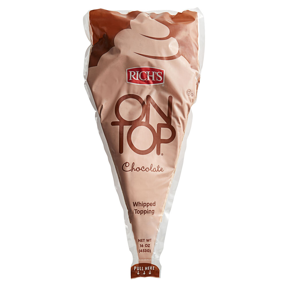 Rich's ON TOP 16 oz. Non-Dairy Whipped Chocolate Dessert Topping - 6/Case