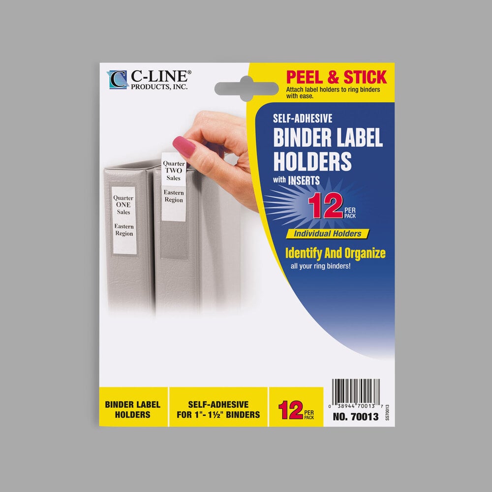 CLine 70013 2 13/16" x 1" Clear Top Load SelfAdhesive Ring Binder