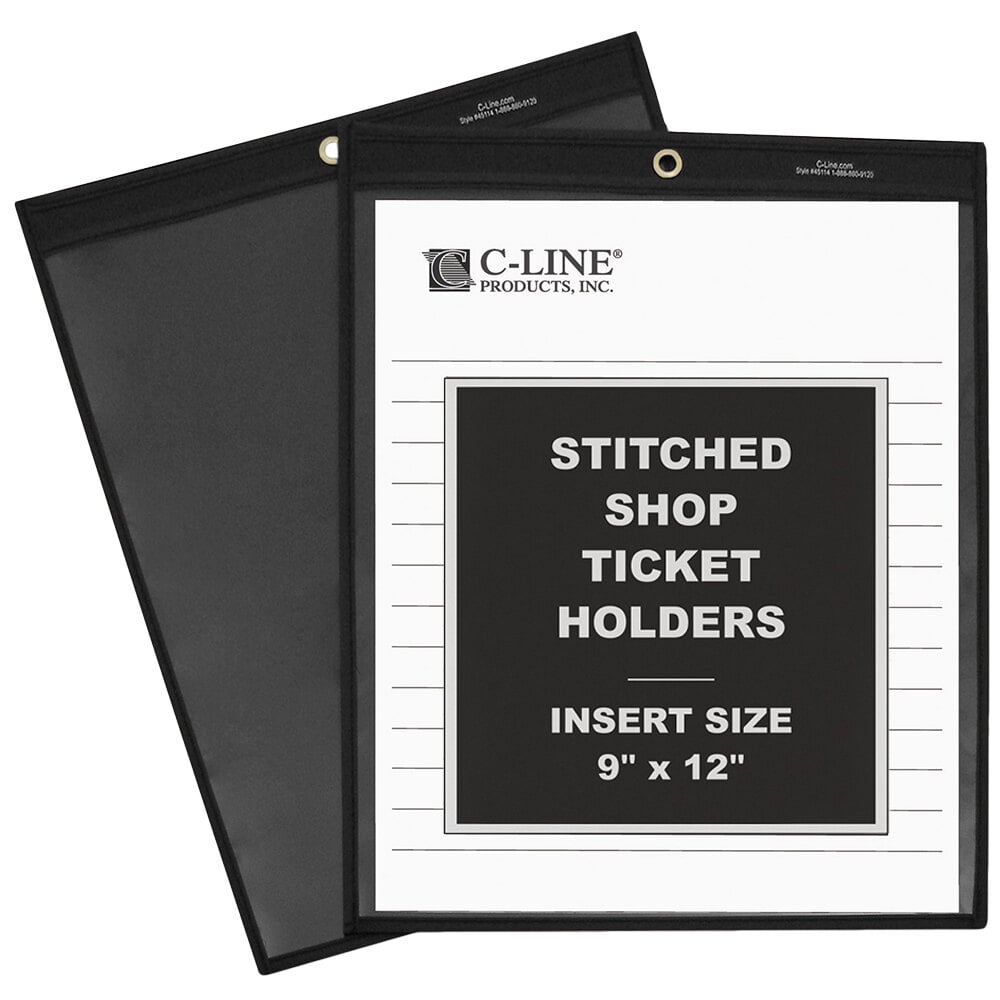 CLine 45912 9" x 12" One Side Clear Stitched Shop Ticket Holder with