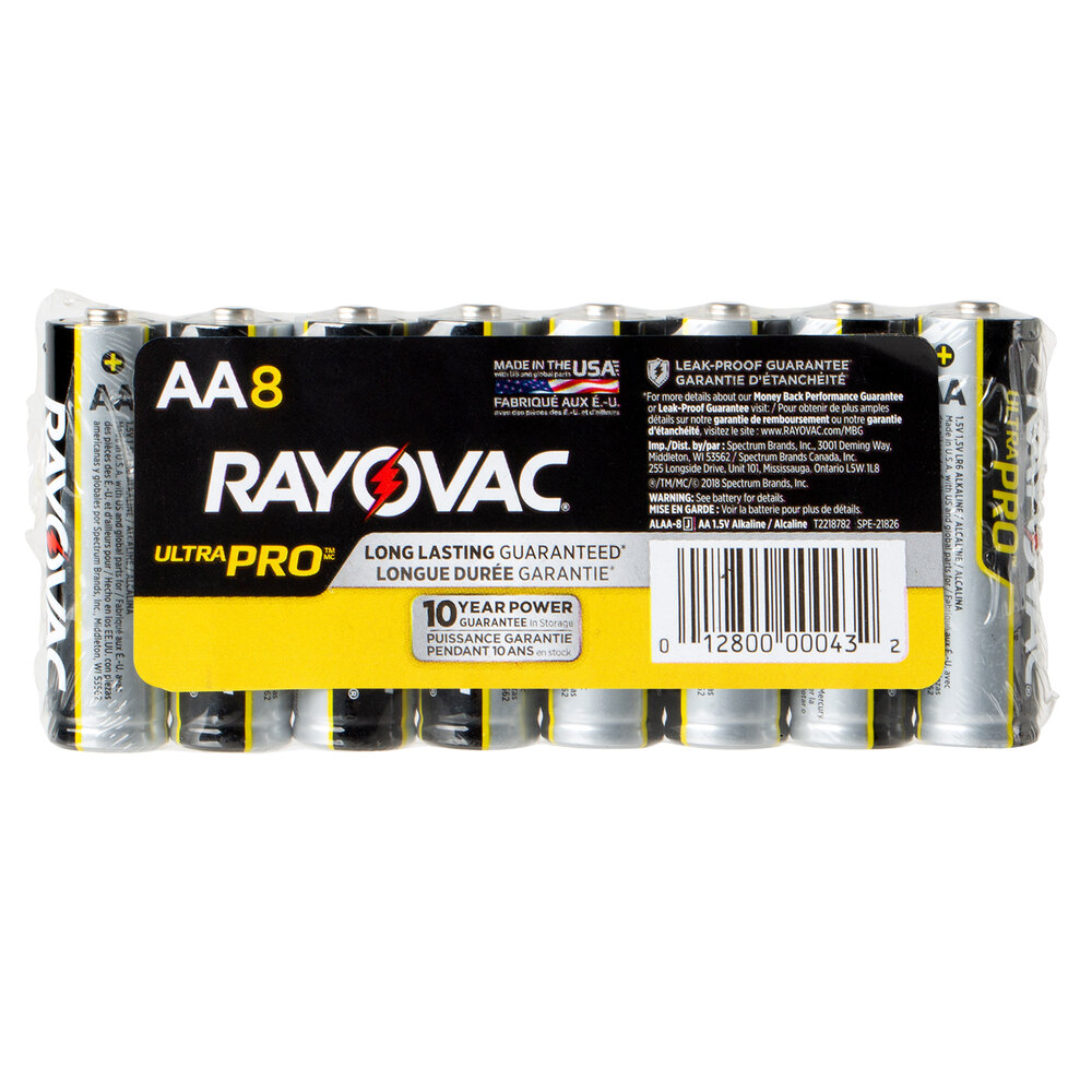 Rayovac Alaa 8j Ultra Pro Industrial Aa Alkaline Batteries 8pack