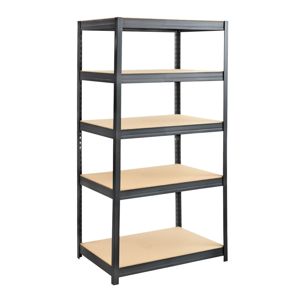 Safco 6247BL Black Steel 5 Shelf Boltless Commercial Shelving with