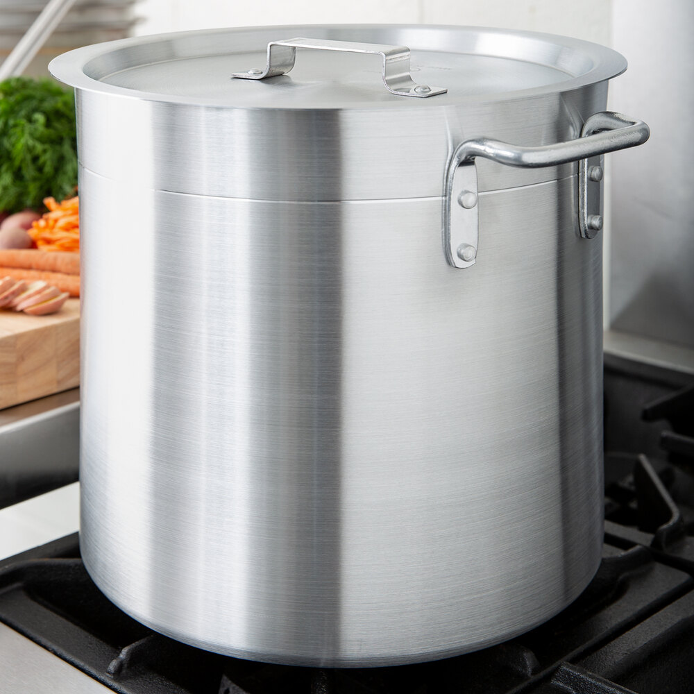 Choice 20 Qt. Standard Weight Aluminum Stock Pot with Cover