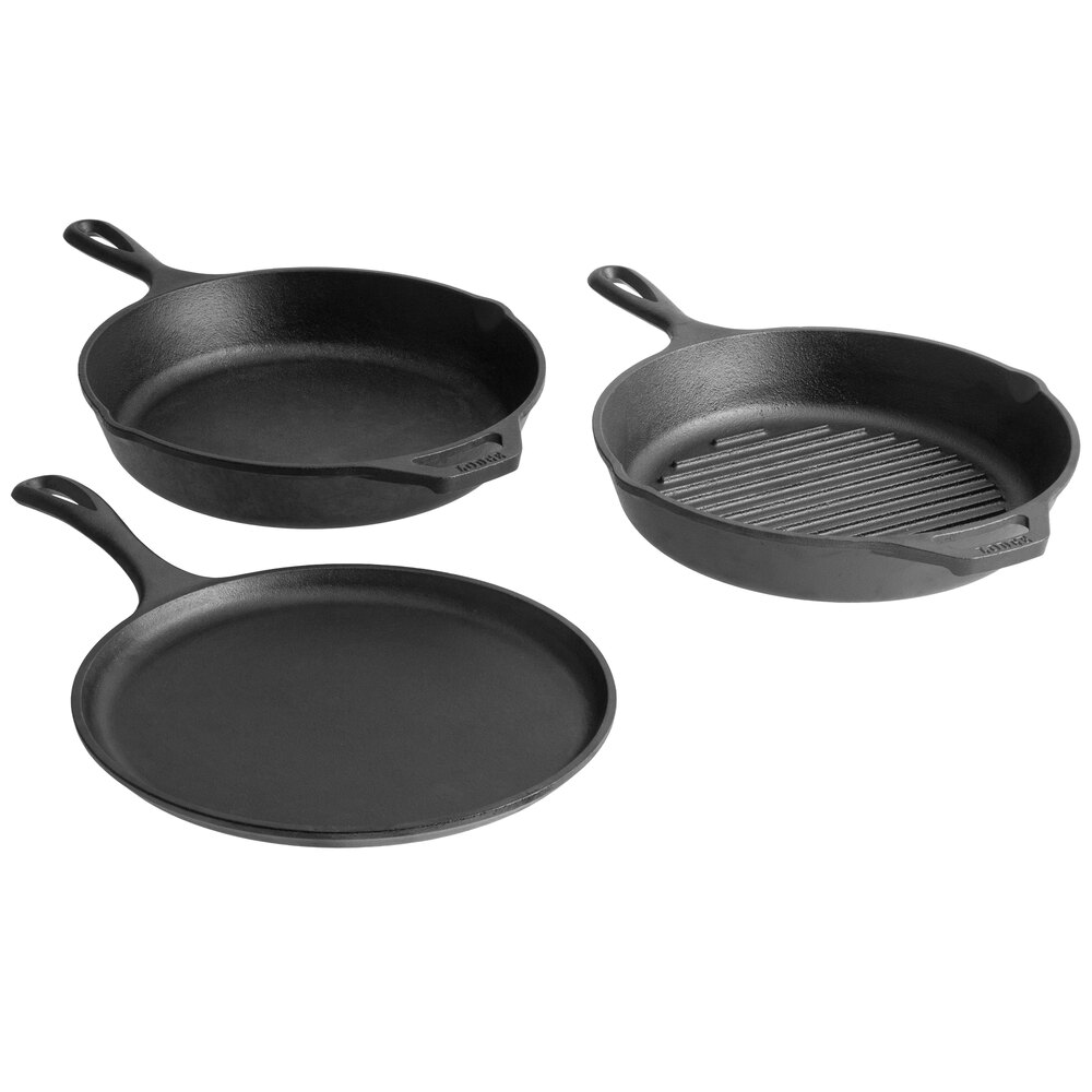 Lodge 3-Piece Pre-Seasoned Cast Iron Skillet Set - Includes 10 1/4 ...