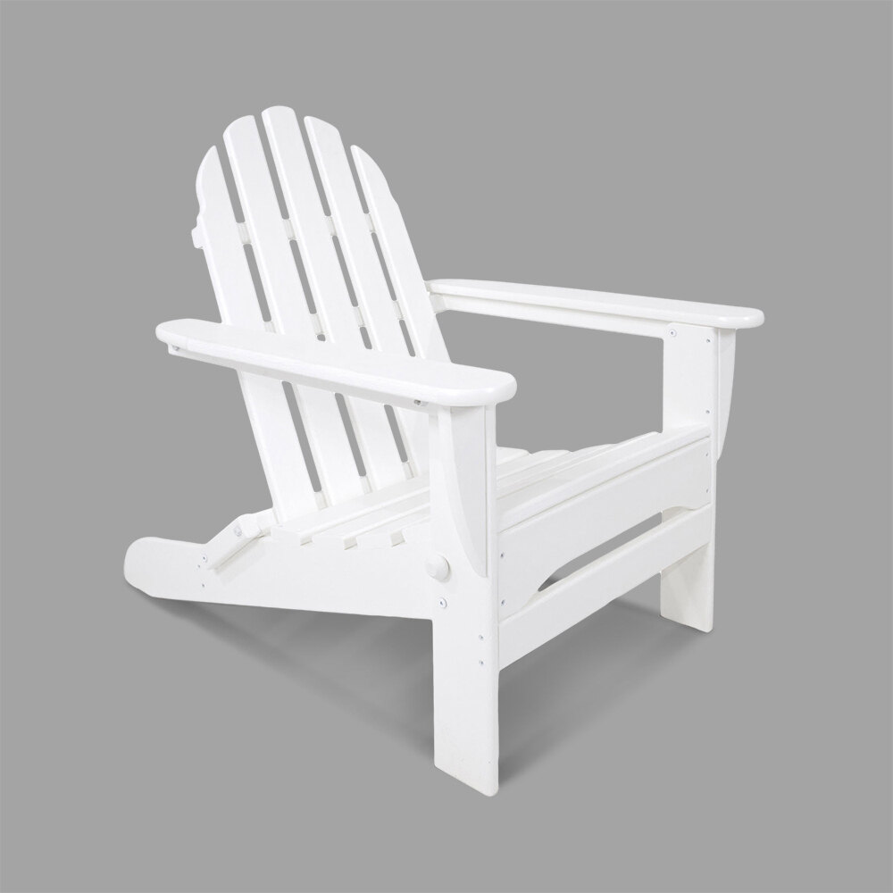 POLYWOOD AD5030WH White Classic Folding Adirondack Chair