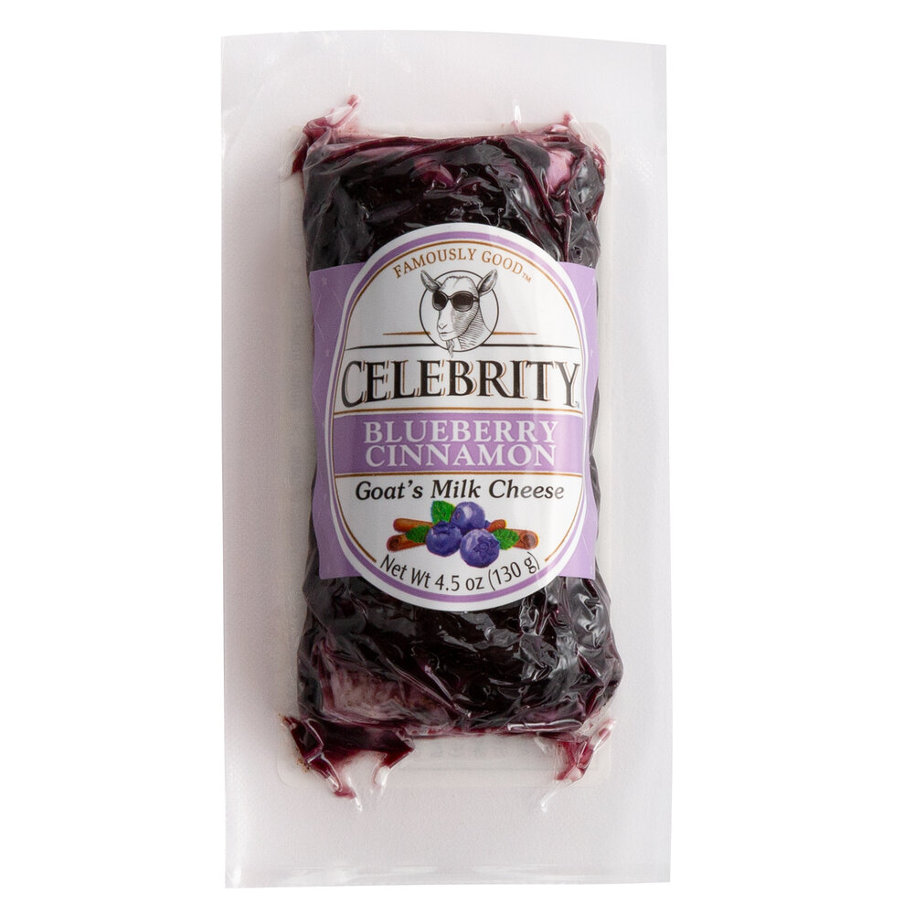 Celebrity Goat 4 oz. Blueberry Cinnamon Chevre Goat Cheese Log 12/Case