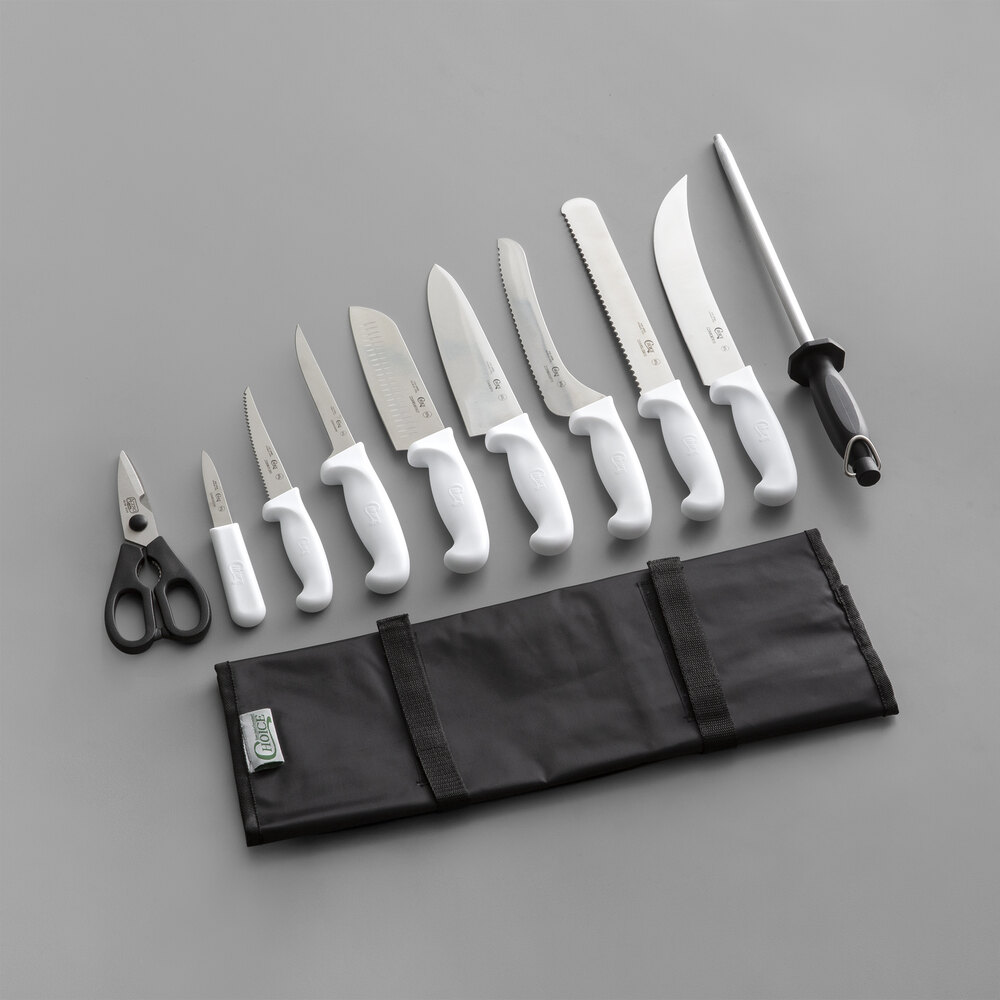 white knife set with white block