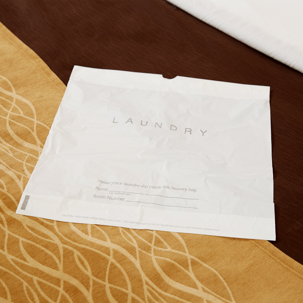 18" x 19" Plastic Hotel Laundry Bag with Drawstring 100/Pack
