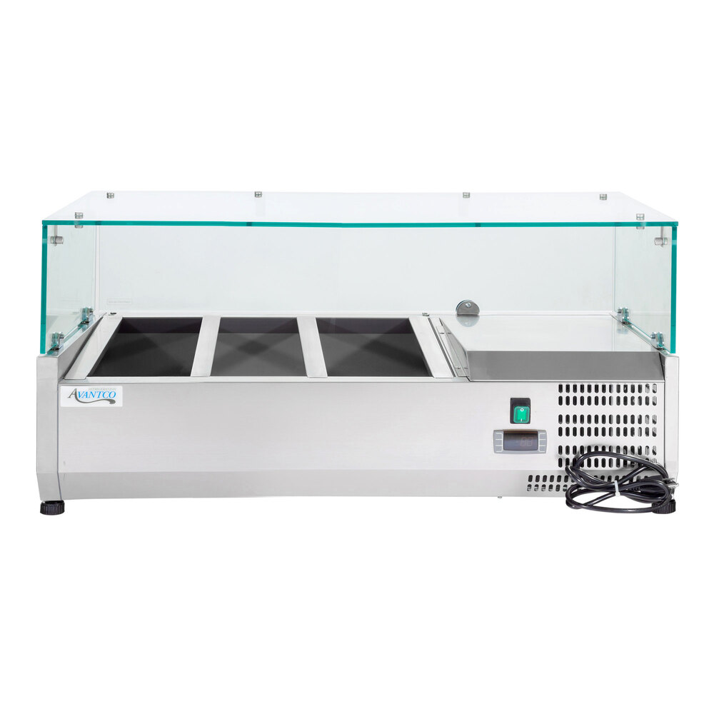 Avantco 40 Countertop Refrigerated Prep Rail With Sneeze Guard Avantco 40 Countertop Refrigerated Prep Rail With Sneeze Guard
