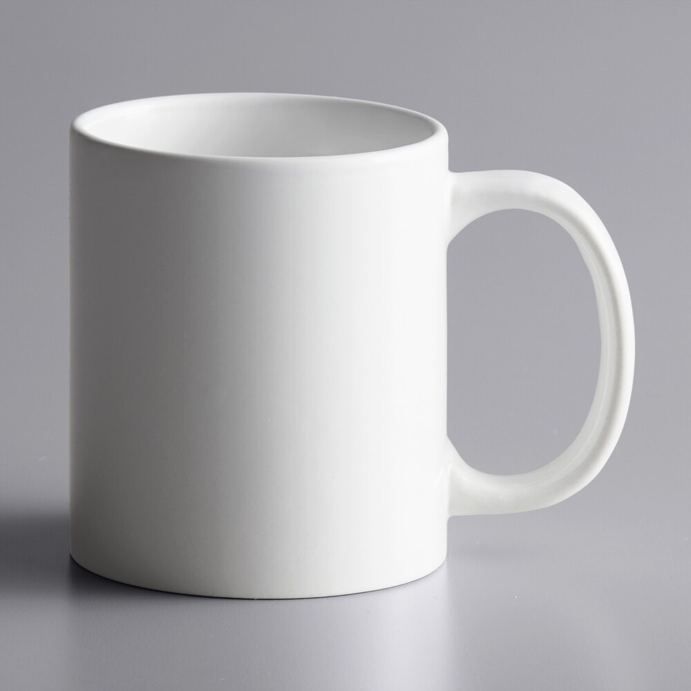 Choice 12 oz. Bright White Customizable C-Handle Stoneware Mug - 36/Case