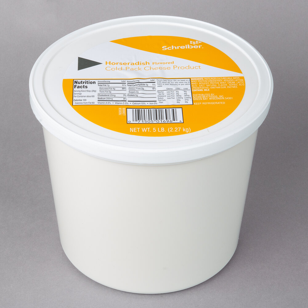 Schreiber 5 lb. Tub Horseradish Flavored Cold Pack Cheese Spread 4/Case