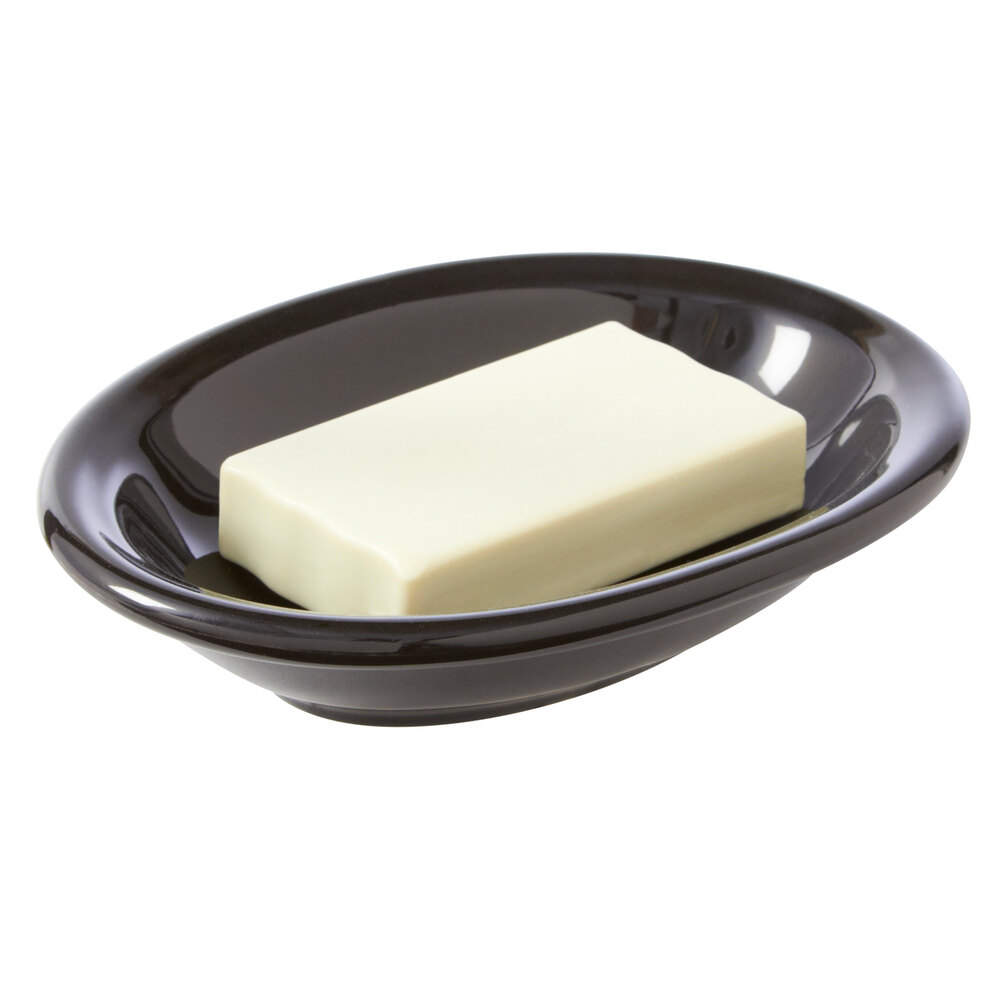 Black Gloss Ceramic Oval Soap Dish