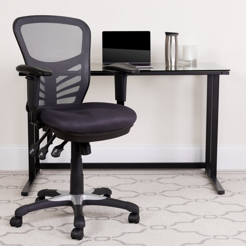 Flash Furniture HL-0001-DK-GY-GG Mid-Back Dark Gray Mesh Office Chair ...