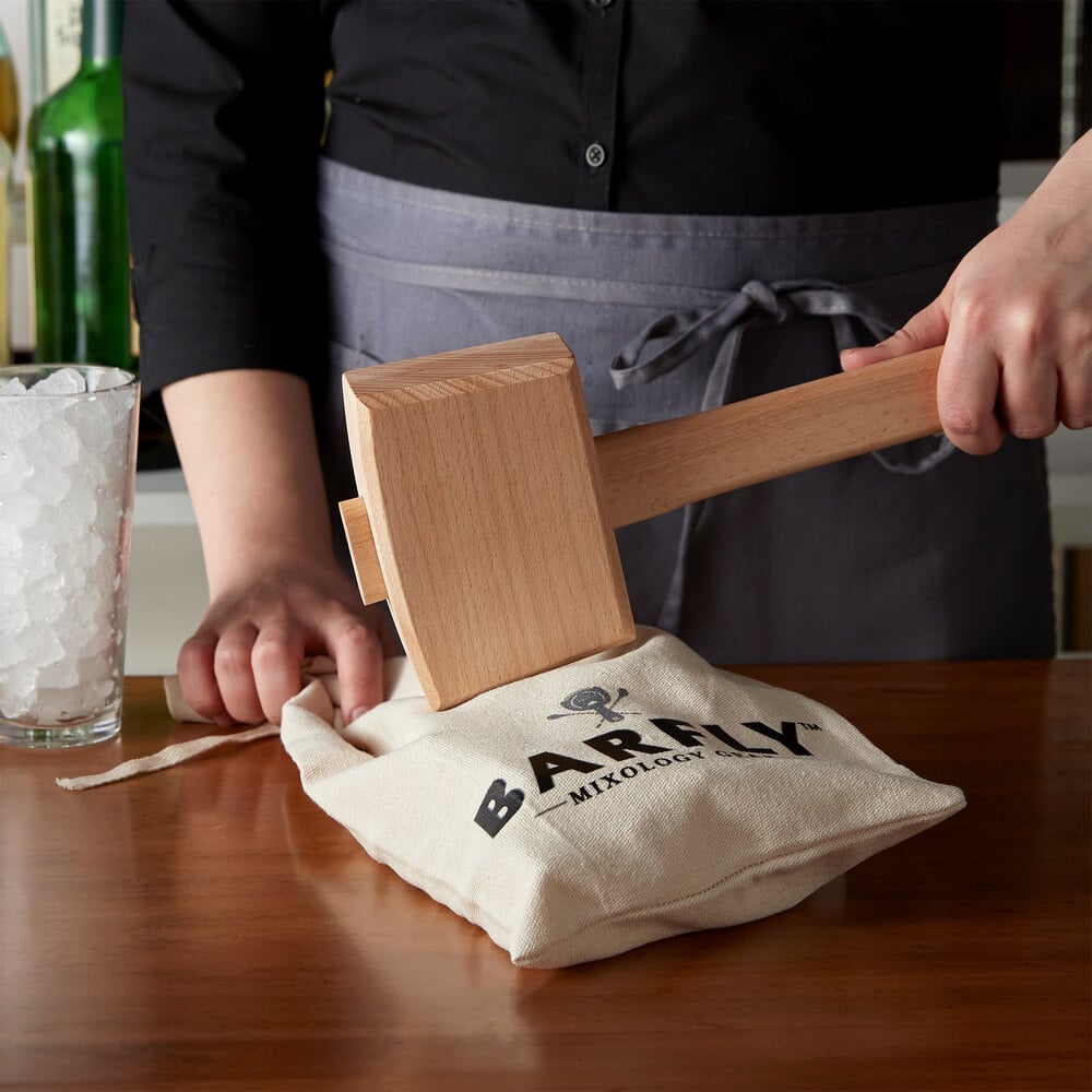 Barfly 13 1/2" Wood Ice Mallet with Lewis Canvas Bag