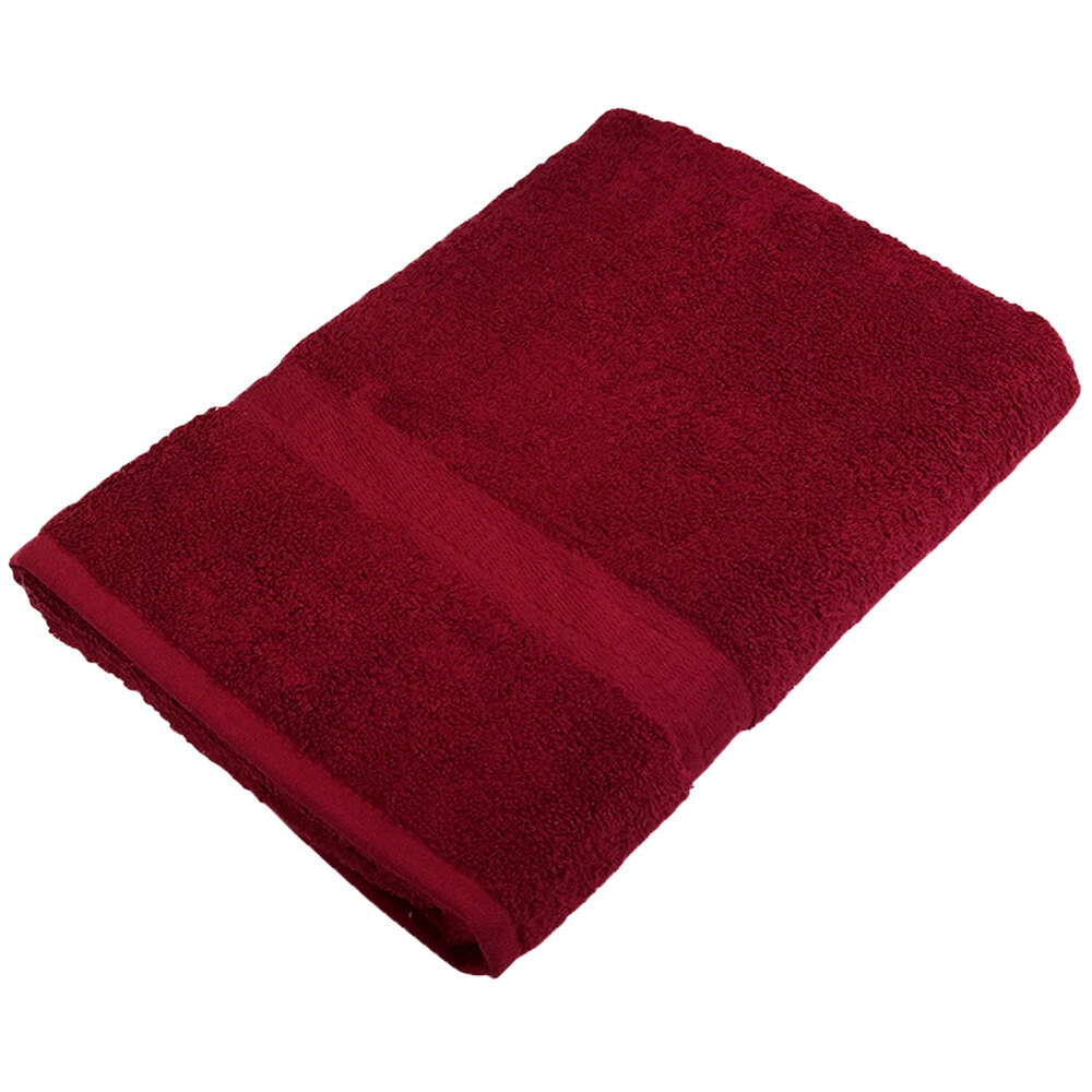 25" x 52" 100 Ring Spun Cotton Burgundy Bath Towel 10.5 lb. 12/Pack