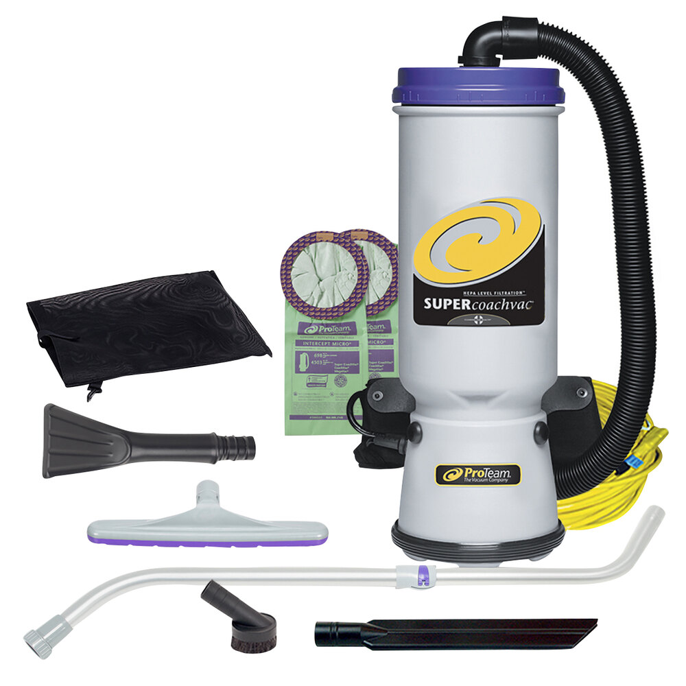 ProTeam 107423 Super CoachVac 10 Qt. Backpack Vacuum with 107421 Tool Kit 120V