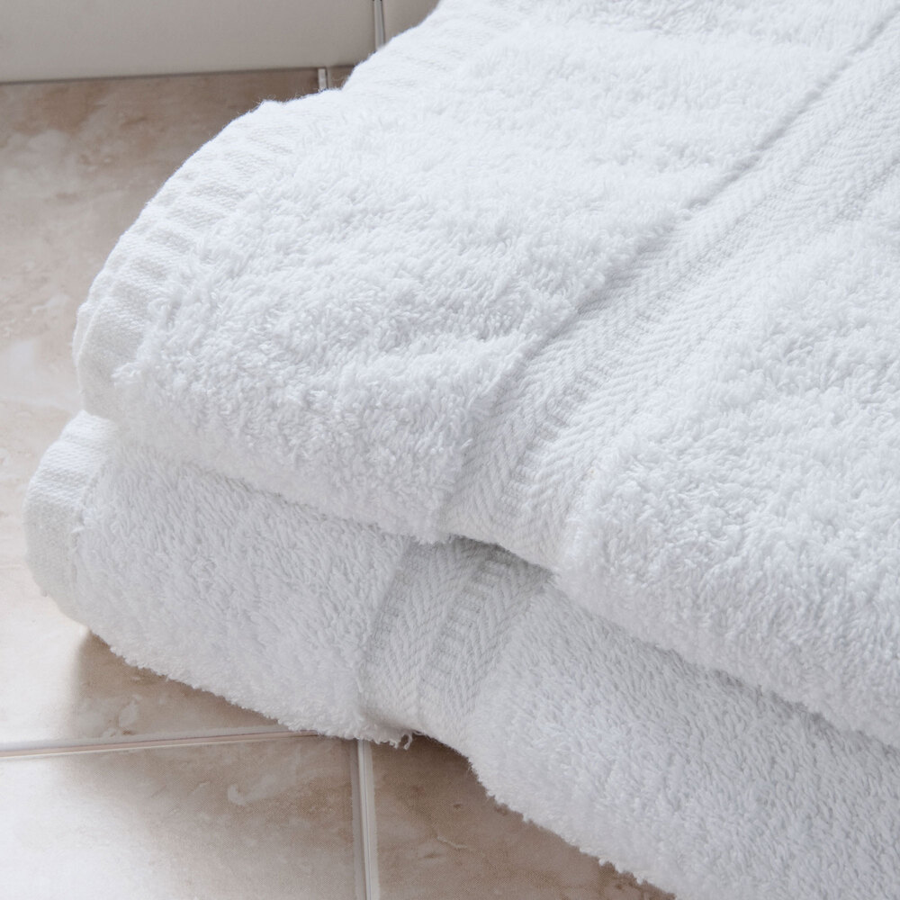 Lavex Lodging 27" x 54" 100 Ring Spun Cotton Hotel Bath Towel 17 lb. 12/Pack