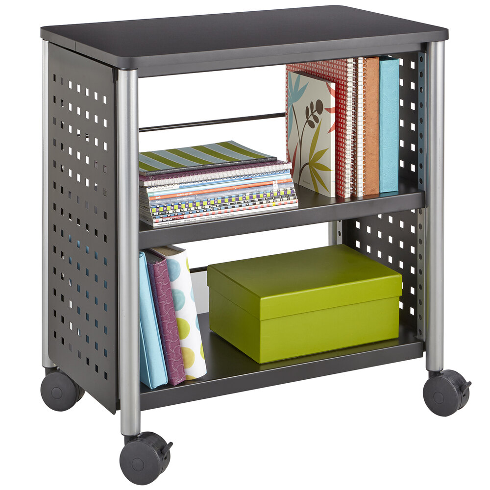 Safco 1604BL Scoot 2Shelf Black Perforated Steel Bookcase with Wheels