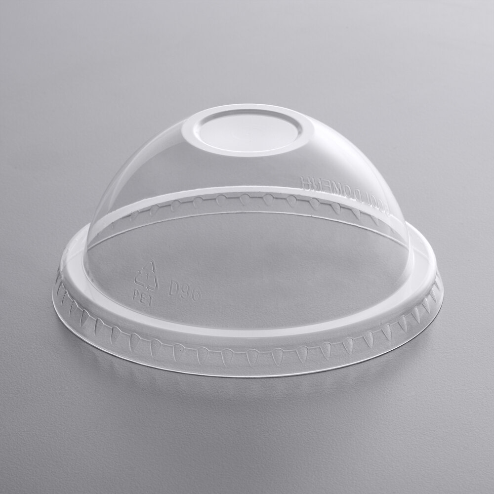 Choice 9 oz., 12 oz., 16 oz., 20 oz., 24 oz. Clear PET Dome Lid with No