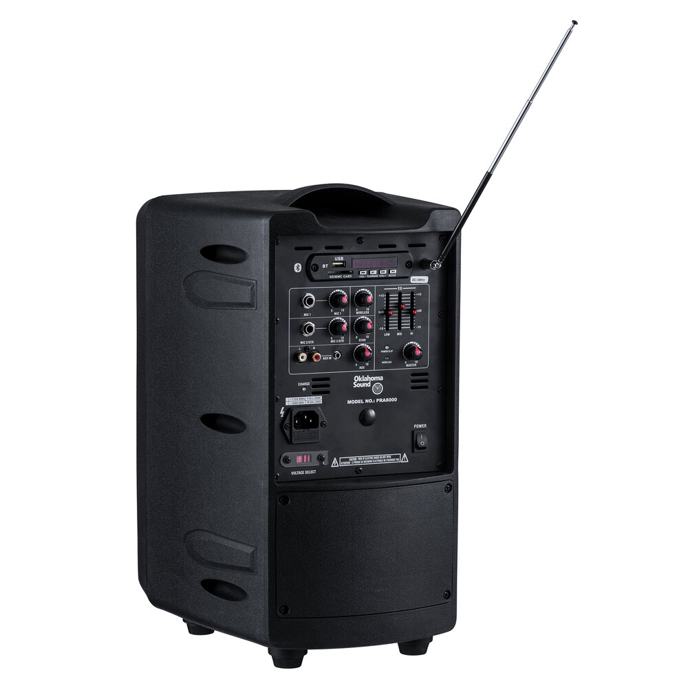 Oklahoma Sound PRA8000/PRA85 Pro Audio Bluetooth Wireless Portable PA System with Wireless