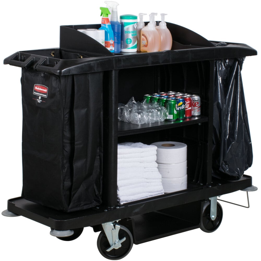 Rubbermaid FG618900BLA Full Size Housekeeping Cart   1456769 