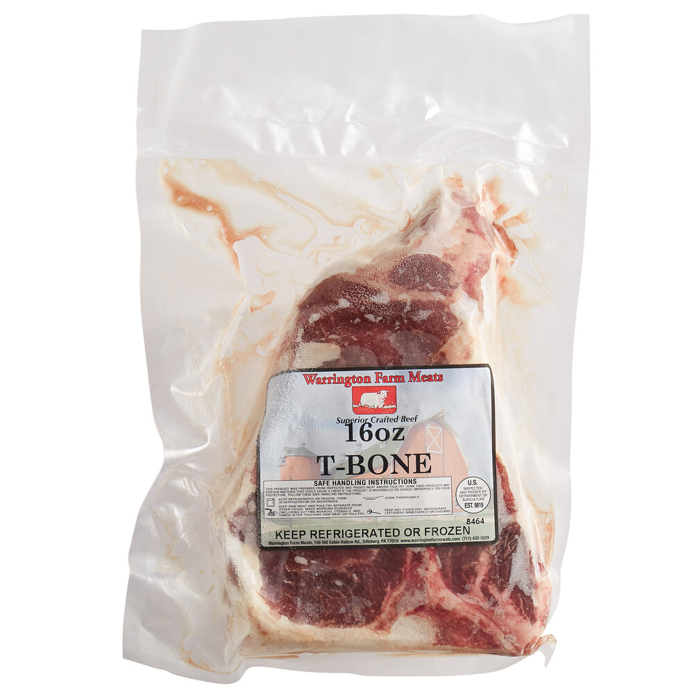 Warrington Farm Meats 16 oz. Frozen TBone Steak 10/Case