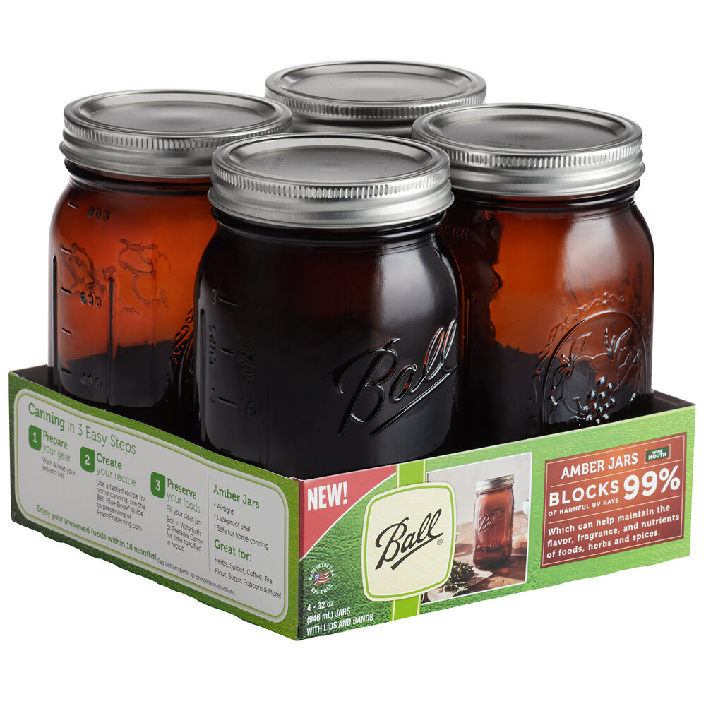 Ball 32 oz. Elite Wide Mouth Mason Jars in Amber 4/Pack