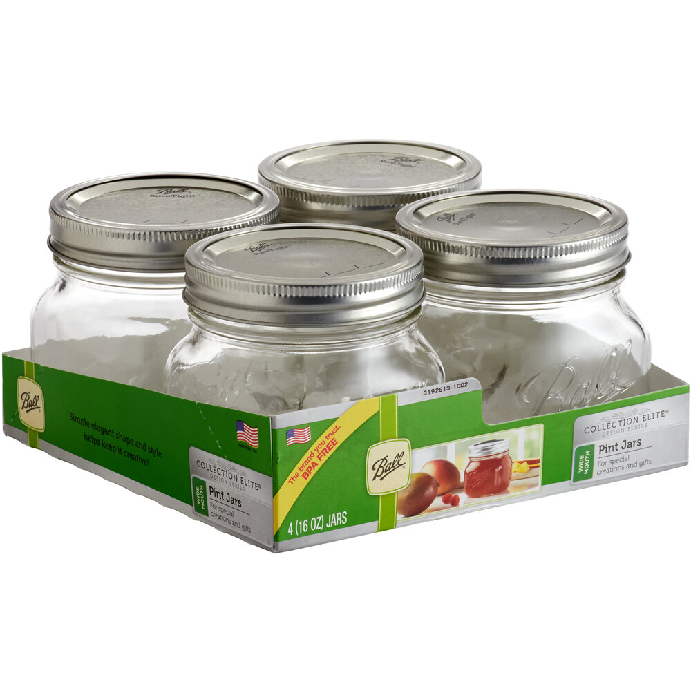 Ball 1440061180 16 Oz Pint Elite Wide Mouth Glass Canning Jar With Silver Metal Lid And Band 2009