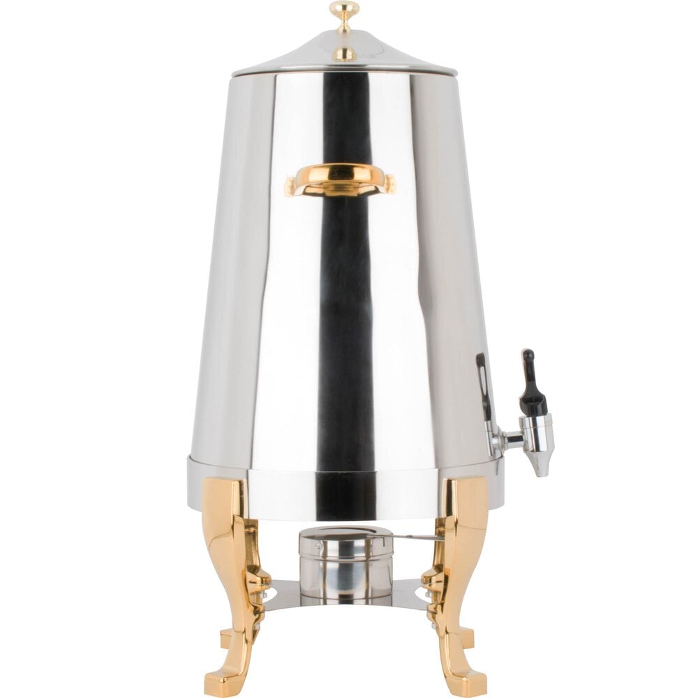 Choice Deluxe Stainless Steel Coffee Chafer Urn with Gold Accents 5