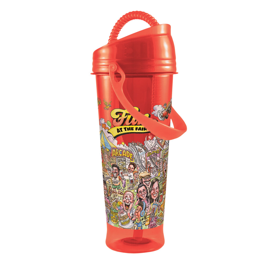 32 oz. Assorted Color Souvenir Cup w/ Lid & Straw 108/Case