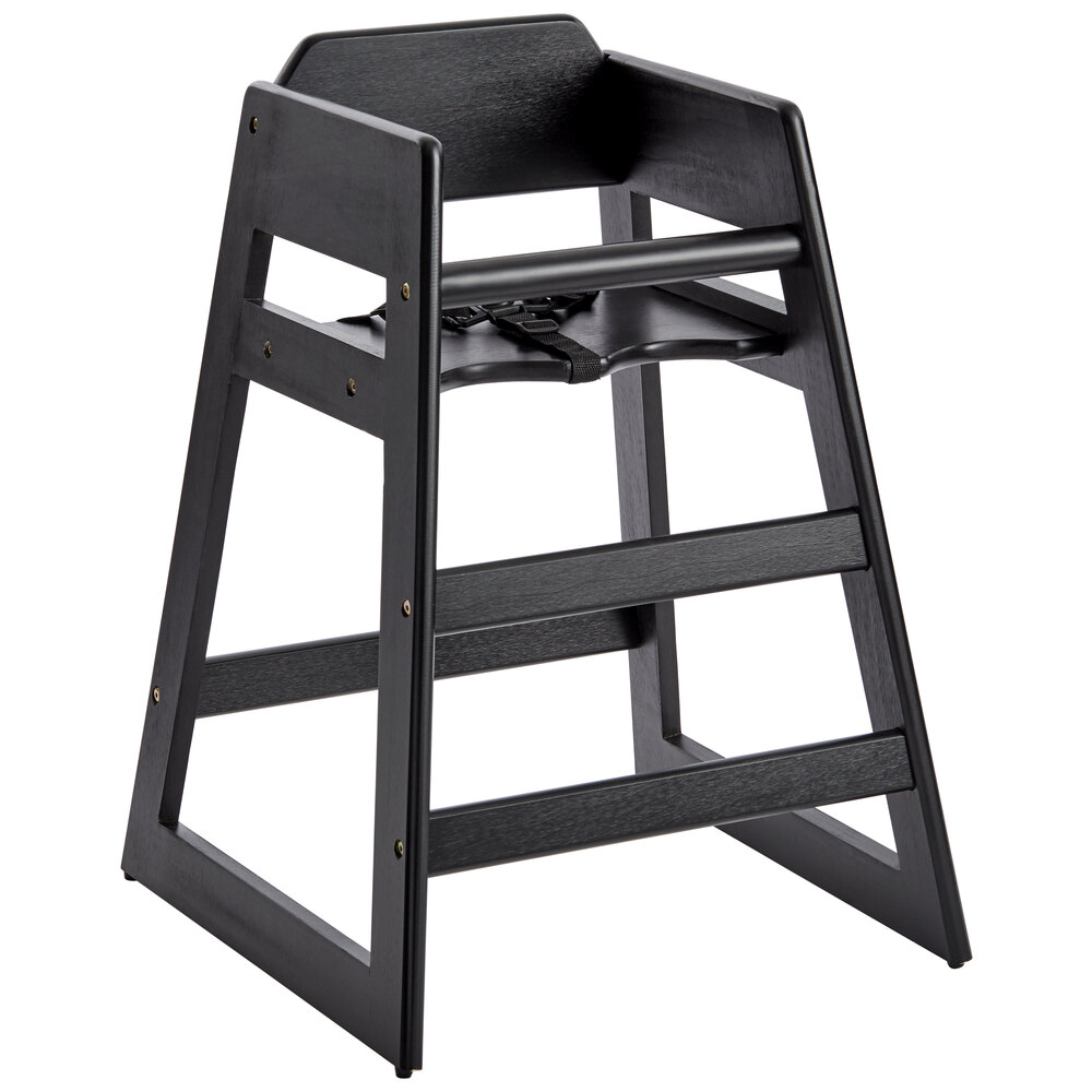 Assembled Stacking Restaurant Wood High Chair with Black Finish
