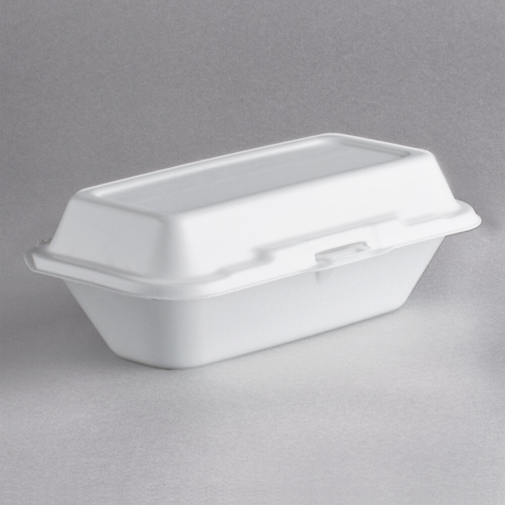 Dart 99HT1R 10" x 5 1/2" x 3" White Foam Hoagie Take Out Container with