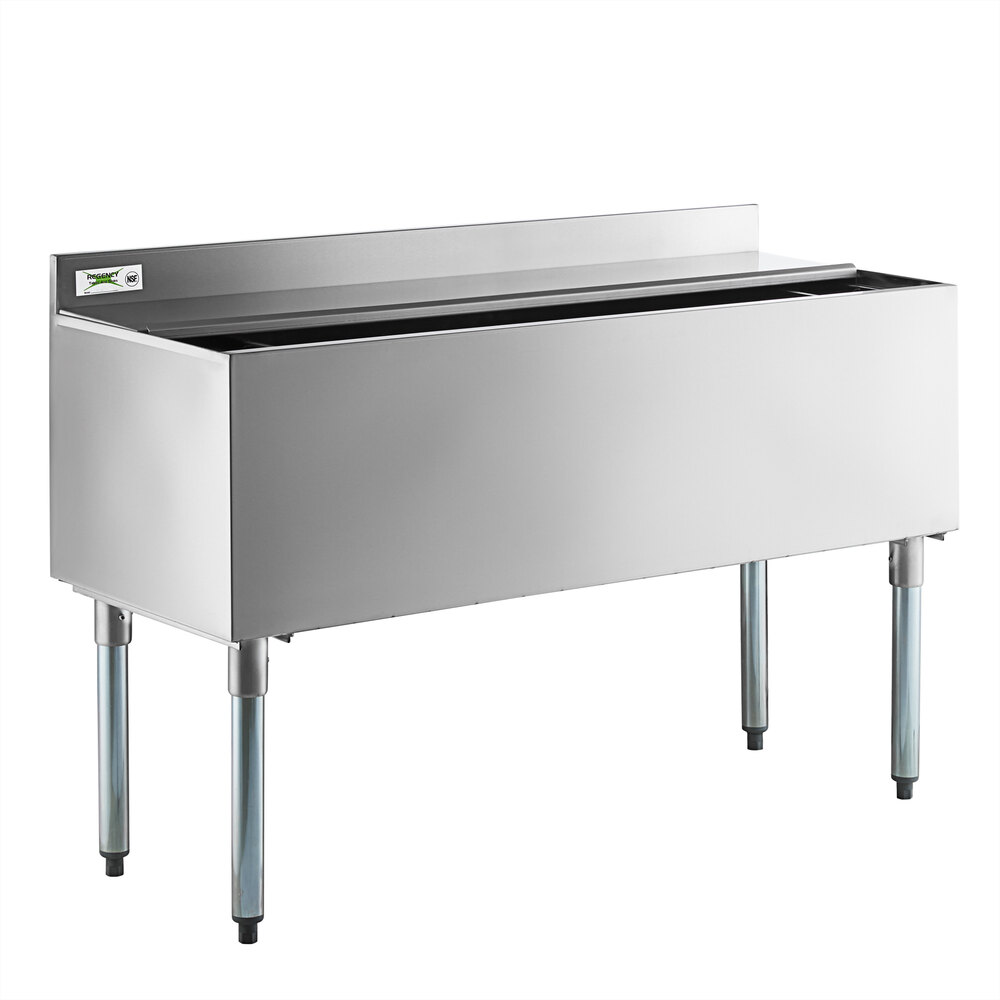 Regency 18" x 48" Stainless Steel Underbar Ice Bin with Sliding Lid and