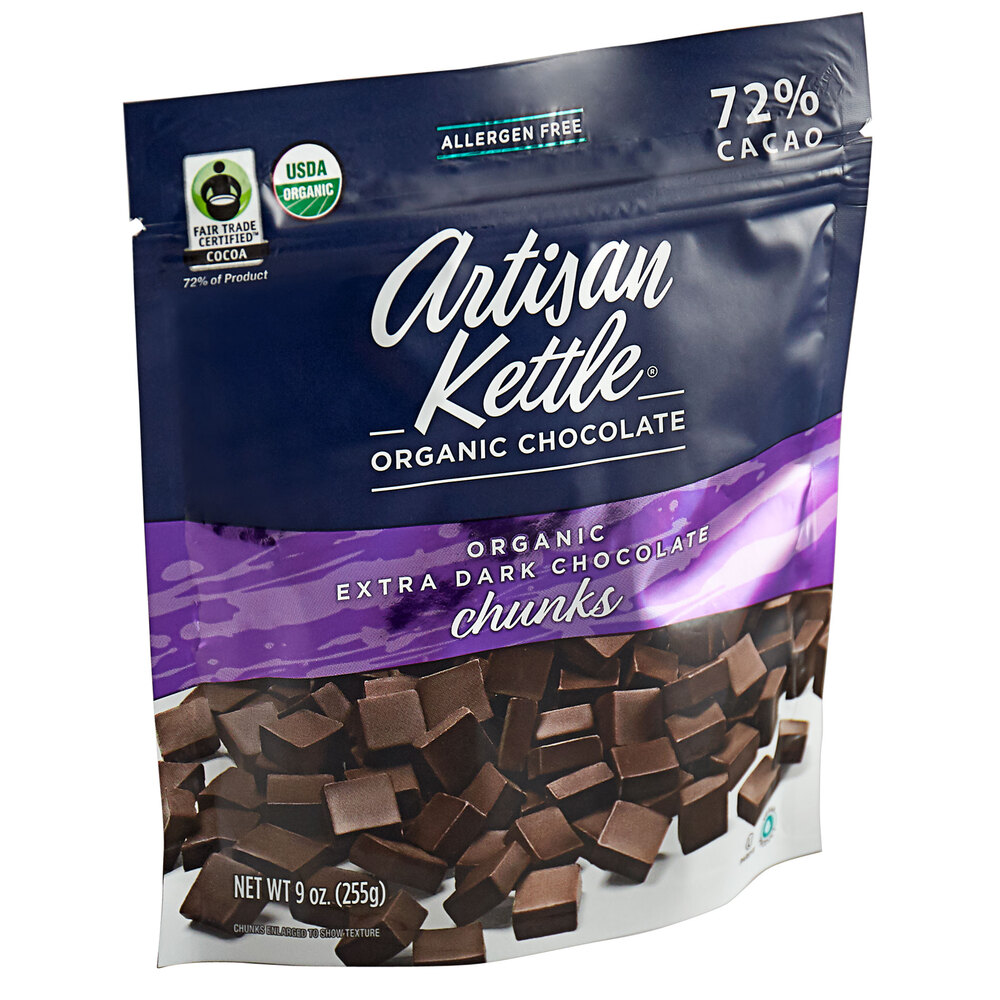 Artisan Kettle 9 oz. Organic Extra Dark .7M Chocolate Chunks 6/Case