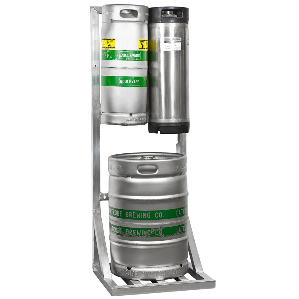 Devault ICD7002 3 Keg Aluminum Slim Keg Rack 20" x 20" x 55"
